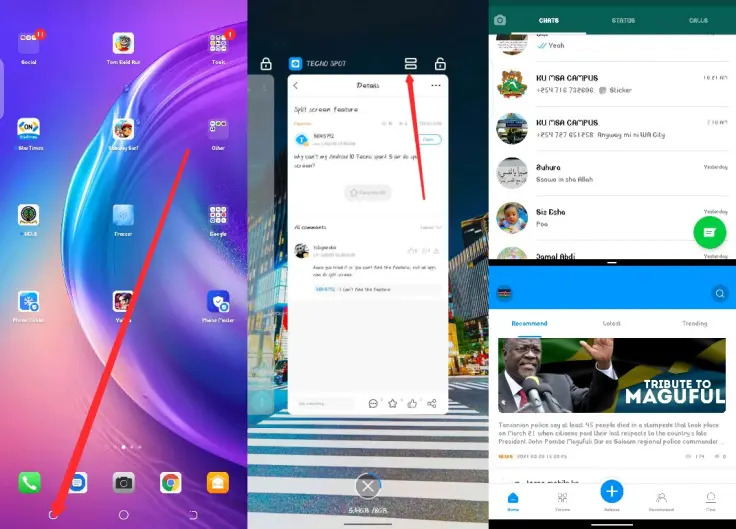 Layar Split Infinix Menggunakan Recent Apps