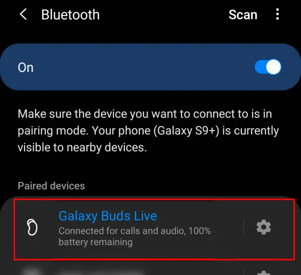 Cek Baterai Galaxy Buds Lewat Bluetooth