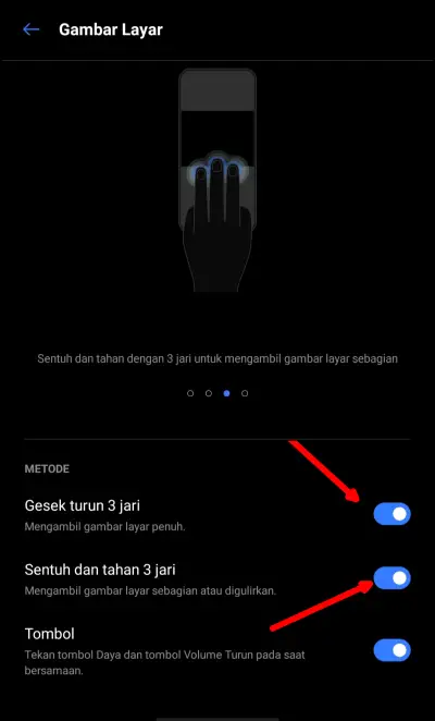 Screenshot Oppo A17 Dengan Gesek Turun 3 jari