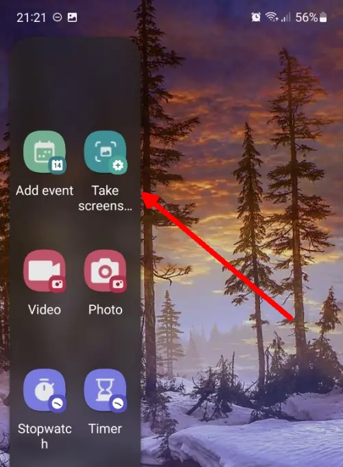 Cara Screenshot Samsung A14 5G via Panel Edge