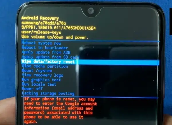 Hard Reset Melalui Mode Recovery Samsung A14