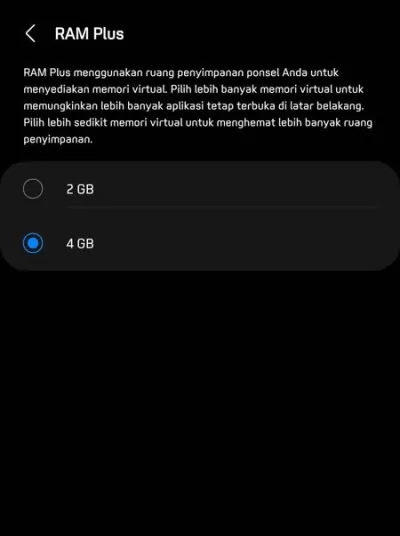 Pilih Ukuran RAM virtual