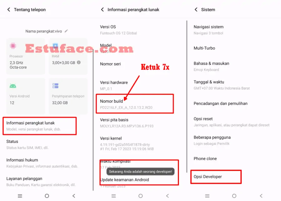 Cara Aktifkan Opsi Pengembang Vivo Y22