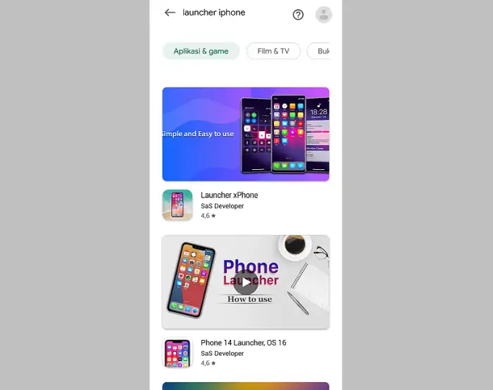 Install Launcher di Play Store