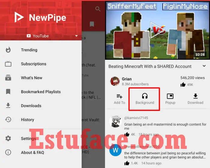 Aplikasi NewPipe Pemutar Youtube di Background